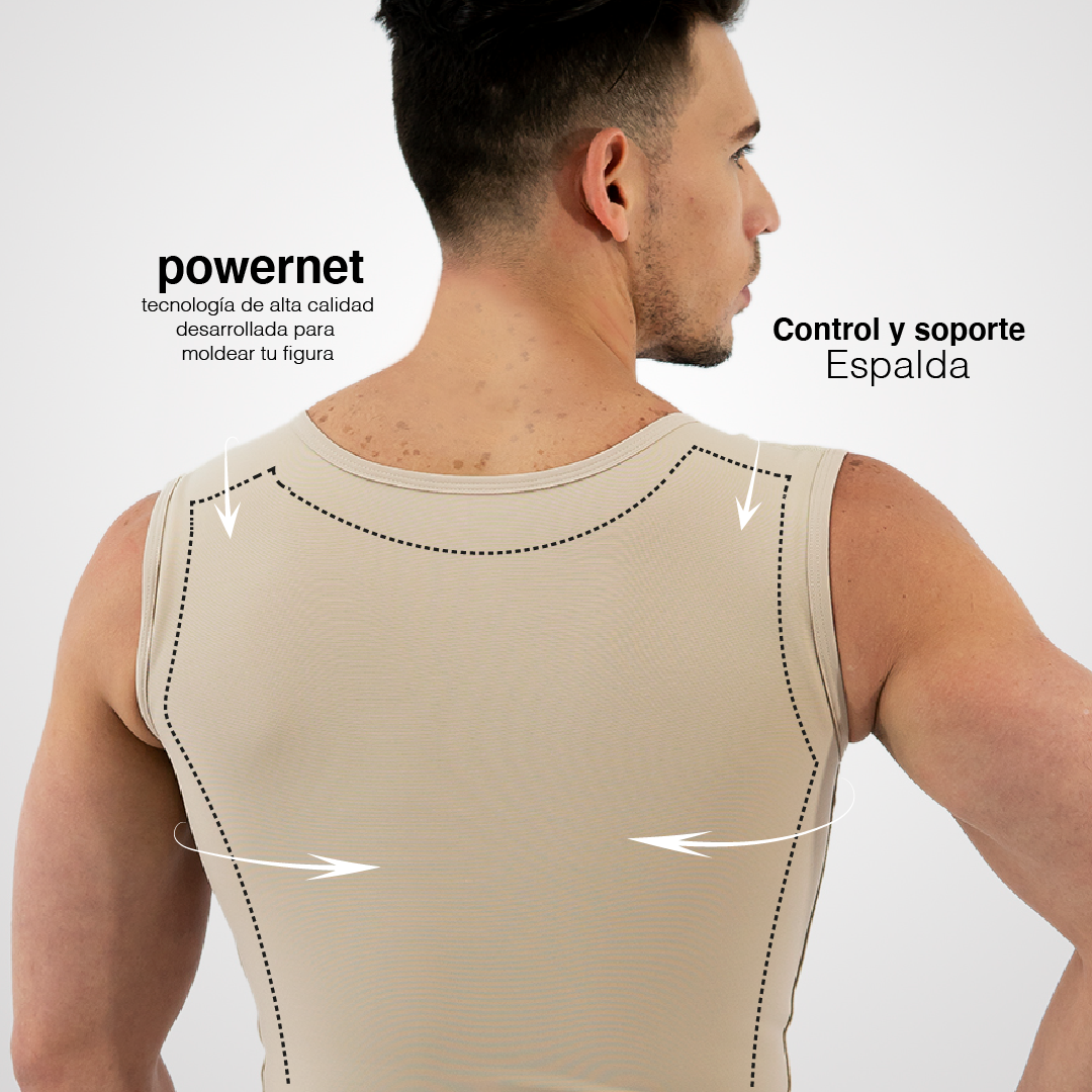 💪 Faja de Compresión para Hombre – Control de Abdomen y Pecho | 3 Hileras de Broches