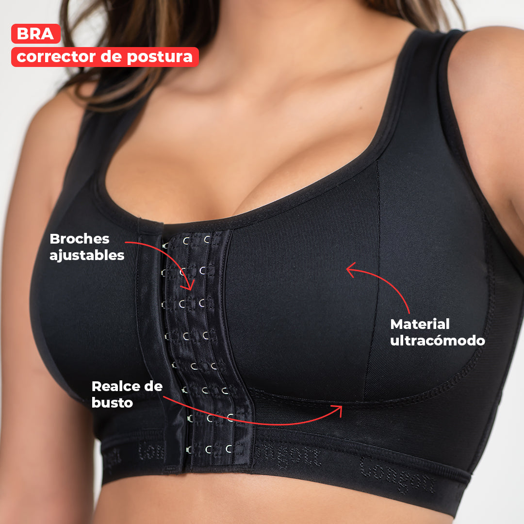 Brasier facilitador de postura con control de volumen del busto multi/functional