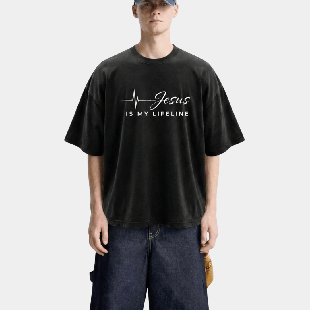 Tshirt oversized- JESUS IS MY LIFELINE / HOMBRE