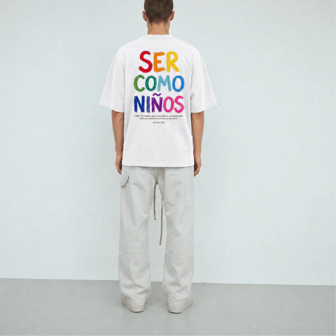 Tshirt oversized-BLANCO SER COMO NIÑOS / HOMBRE