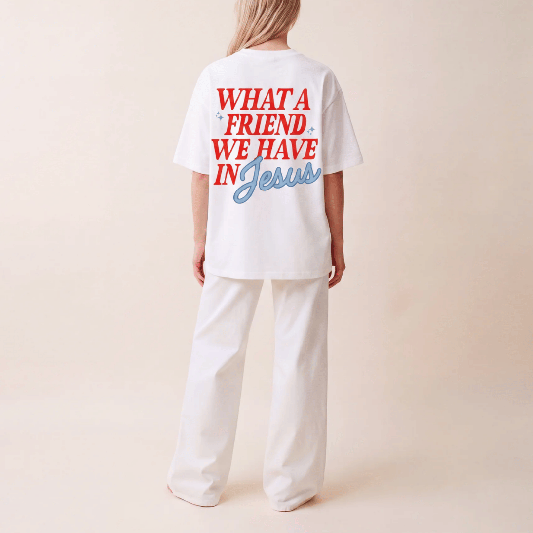 Tshirt oversized  WHATA FRIEND WE HAVE INJesus / MUJER