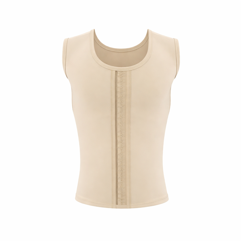 Faja de Compresión para Hombre – Control de Abdomen y Pecho | 3 Hileras de Broches