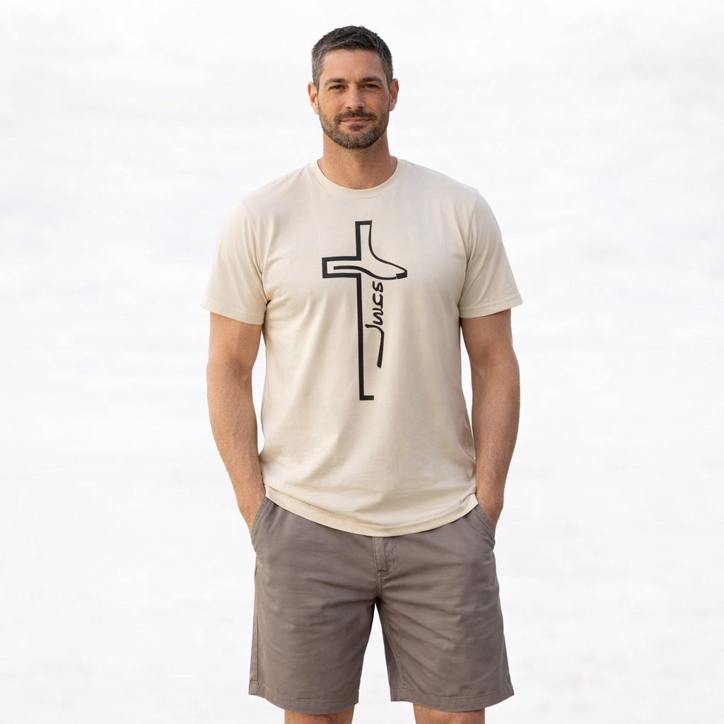 CAMISETA CAMEL CRUZ JESUS / HOMBRE