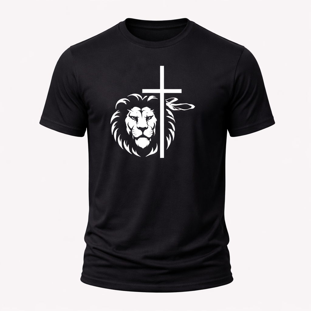 CAMISETA NEGRA LEON CRUZ JESUS / HOMBRE