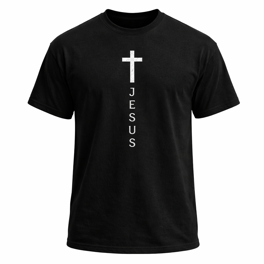 CAMISETA NEGRA CRUZ JESUS / HOMBRE