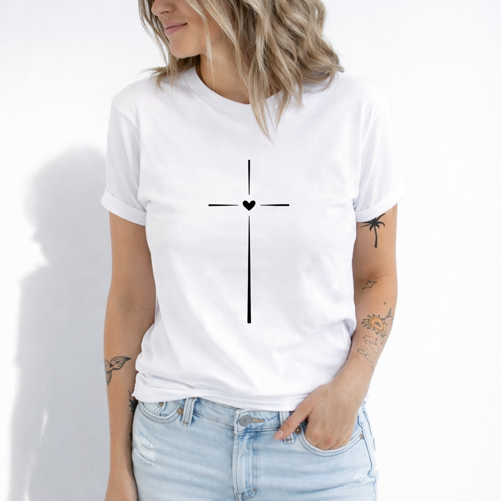 CAMISETA MUJER CORAZON CRUZ / MUJER