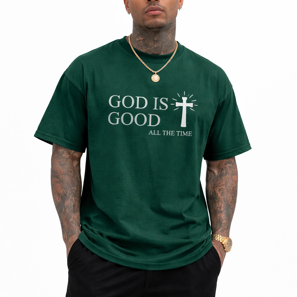 CAMISETA VERDE GOD IS GOD ALL THE TIME / HOMBRE
