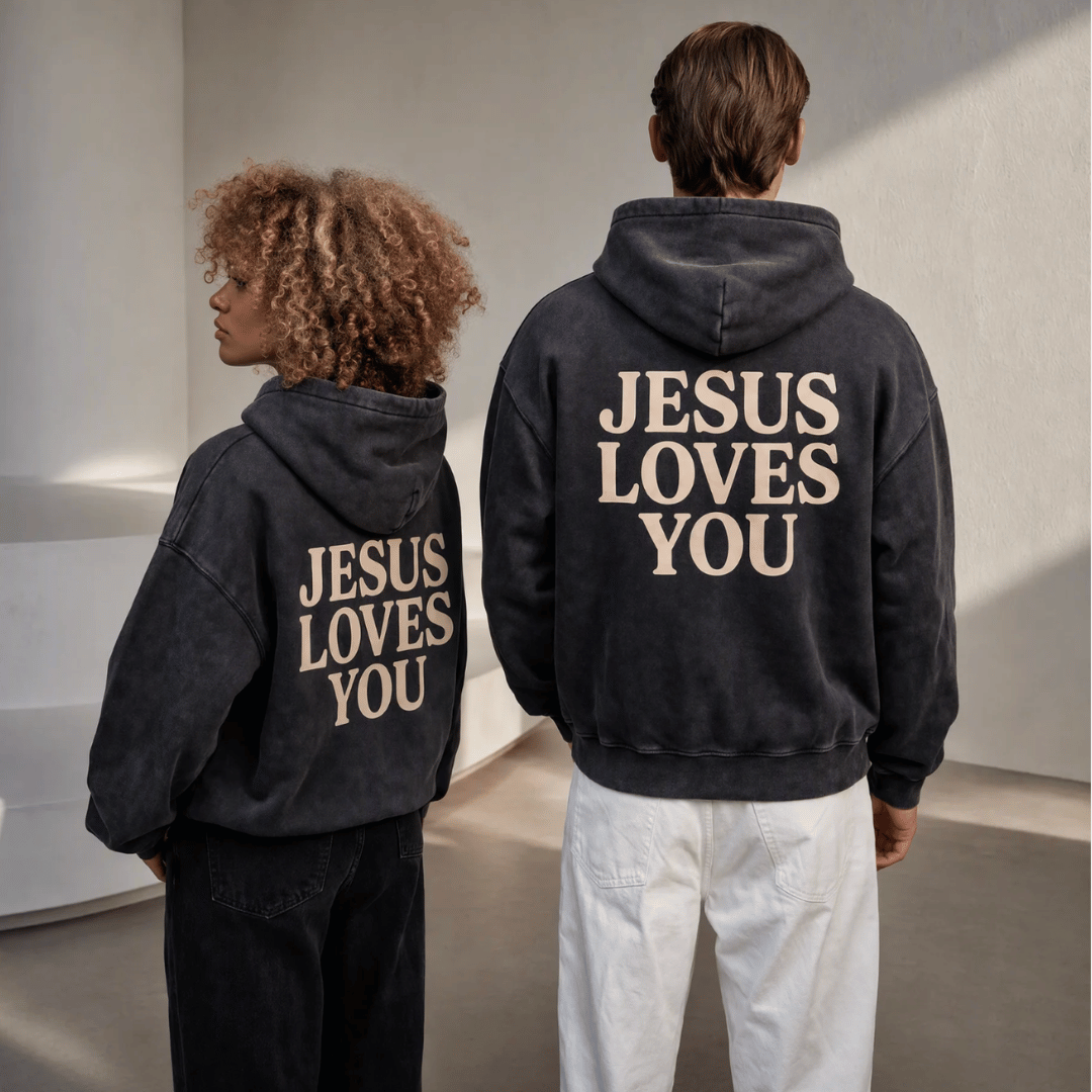 Buzo UNISEX JESUS LOVE YOU acid wash