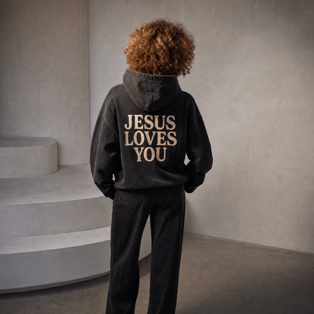 Buzo UNISEX JESUS LOVE YOU acid wash