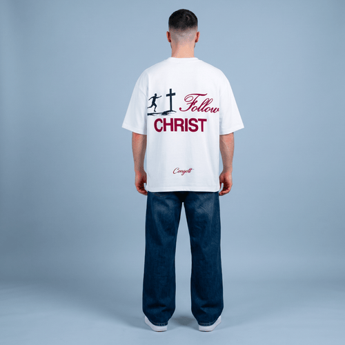 Tshirt oversized-FOLLOW CHRIST/ (SIGUE A CRISTO)/ HOMBRE