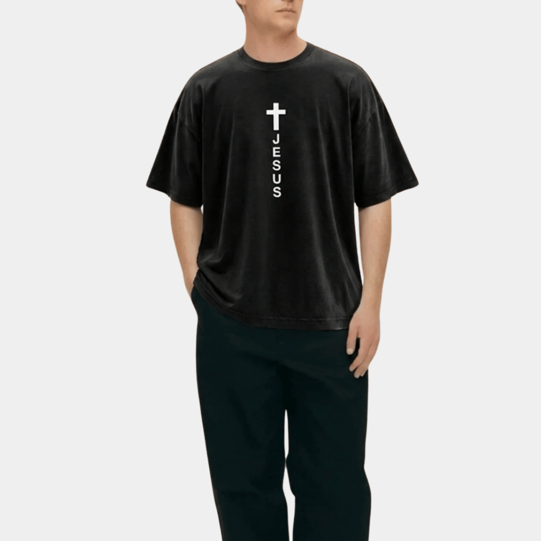 Tshirt oversized- NEGRA CRUZ JESUS / HOMBRE