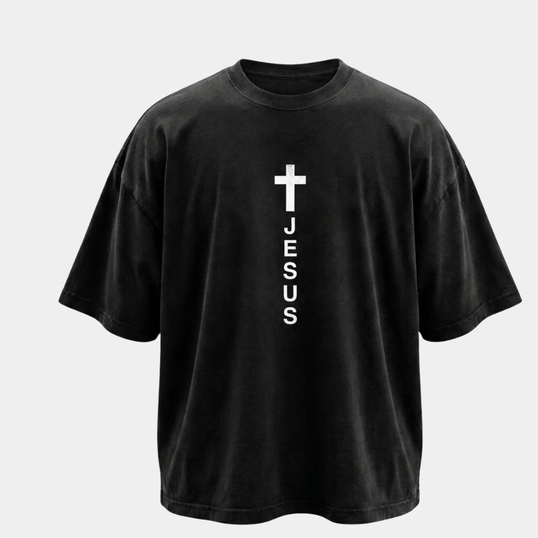 Tshirt oversized- NEGRA CRUZ JESUS / HOMBRE