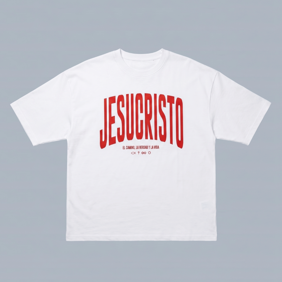 Tshirt oversized-ROJO JESUCRISTO EL CAMINO LA VERDAD Y LA VIDA