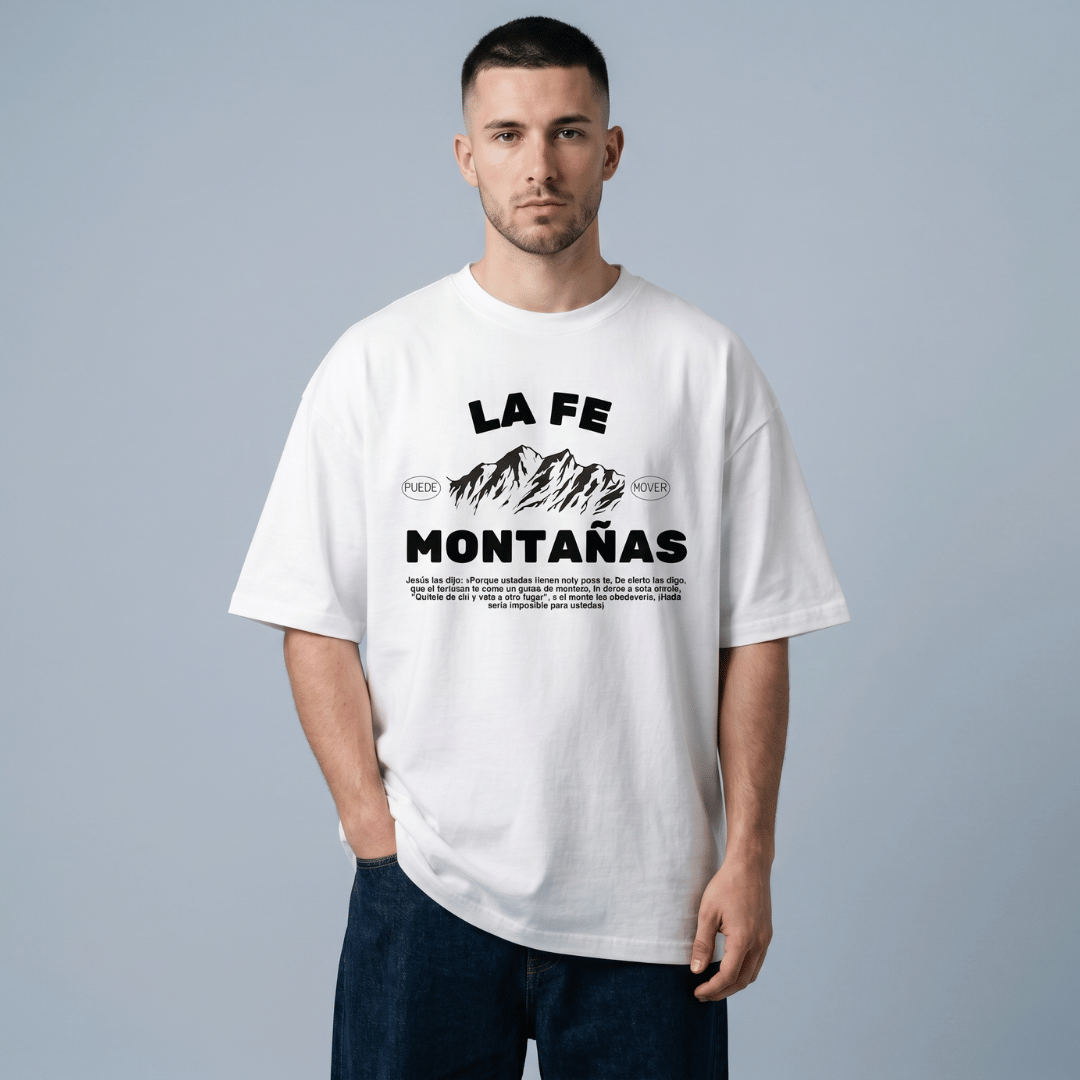 Tshirt oversized-BLANCO LA FE MUEVE MONTAÑAS