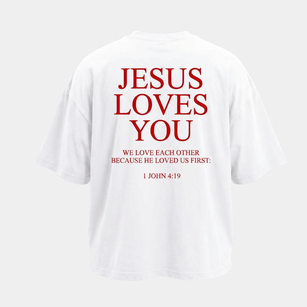 Tshirt oversized  JESUS LOVE YOU RED