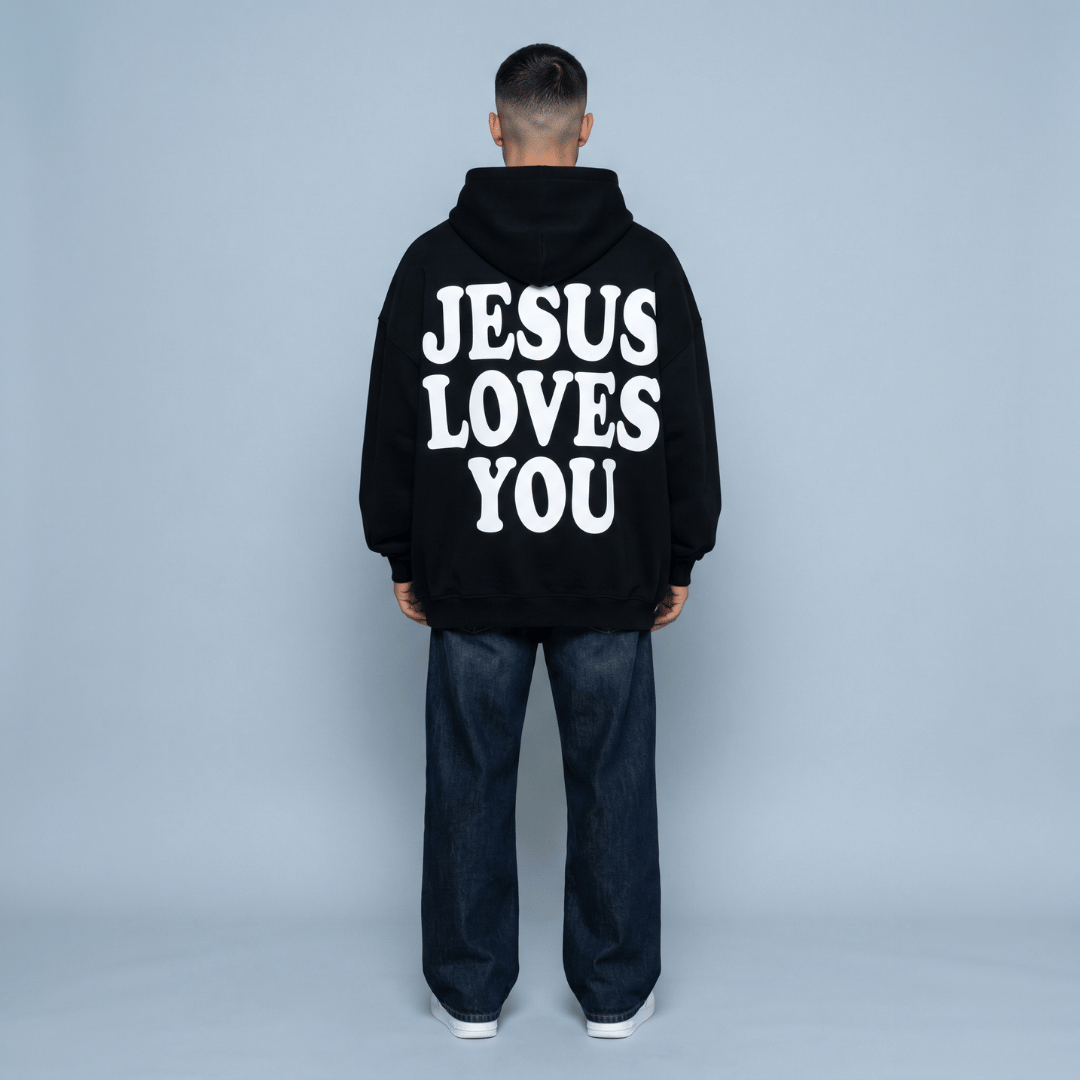 Buzo UNISEX JESUS LOVE YOU NEGRO