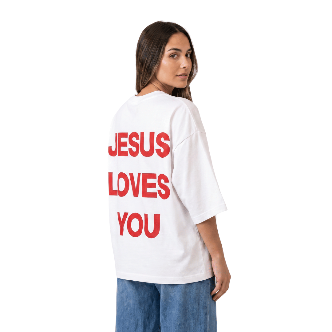 Tshirt oversized  JESUS LOVE YOU RED