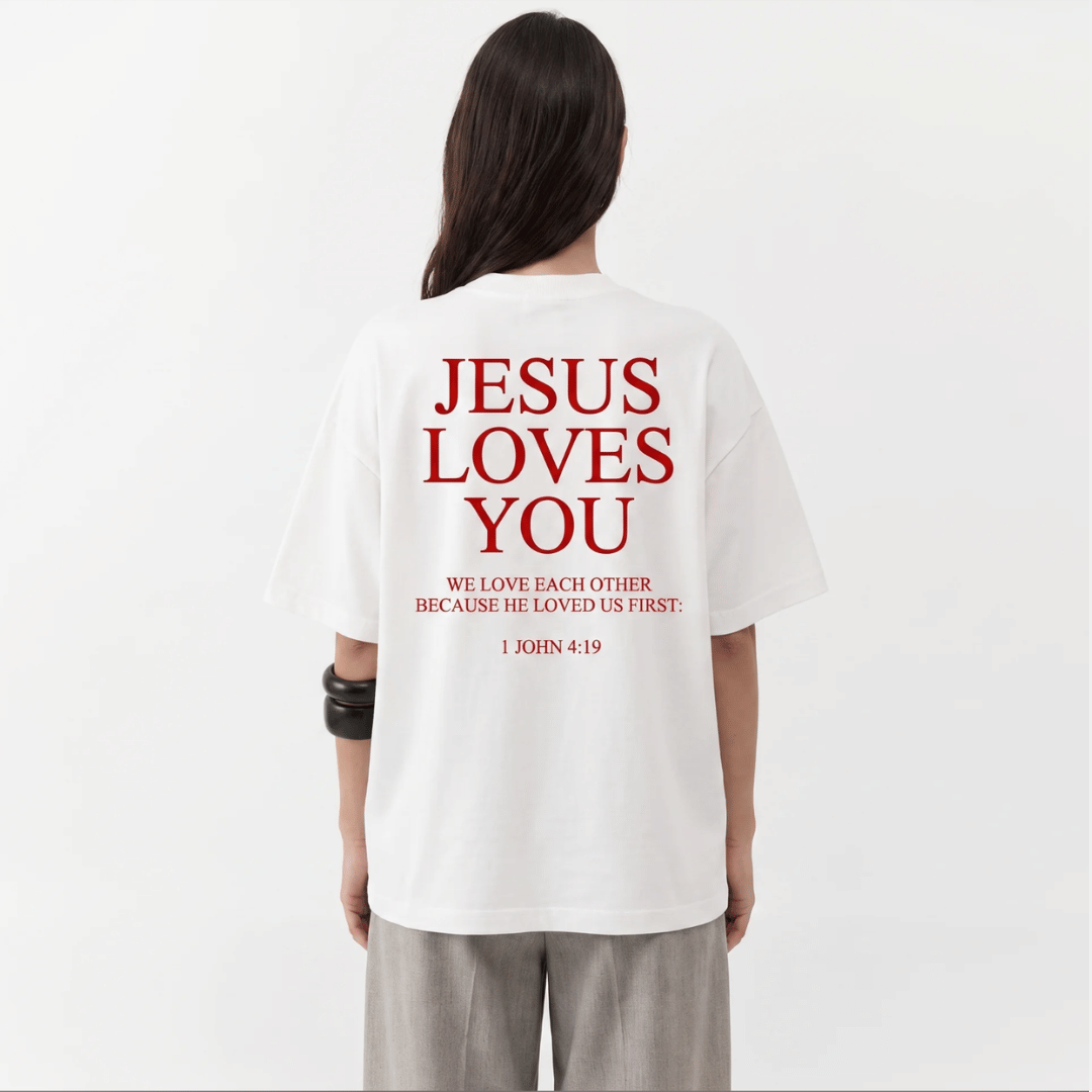 Tshirt oversized  JESUS LOVE YOU RED