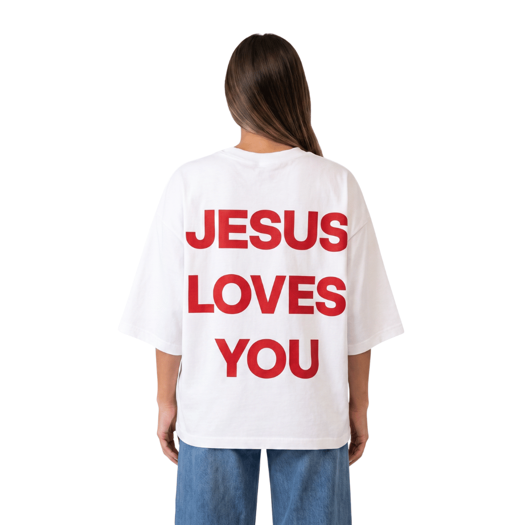 Tshirt oversized  JESUS LOVE YOU RED