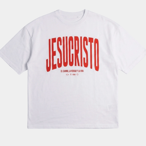 Tshirt oversized-ROJO JESUCRISTO EL CAMINO LA VERDAD Y LA VIDA