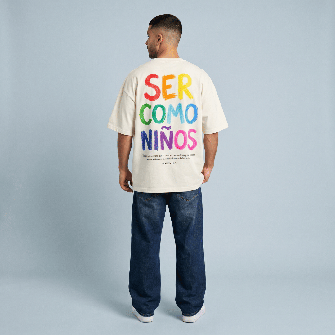 Tshirt oversized-BLANCO SER COMO NIÑOS / HOMBRE