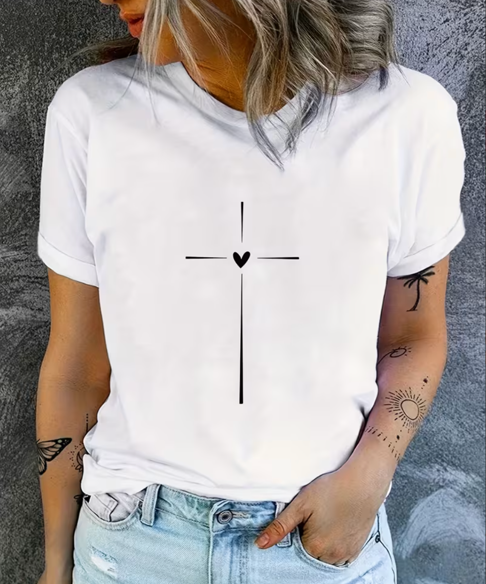 CAMISETA MUJER CORAZON CRUZ