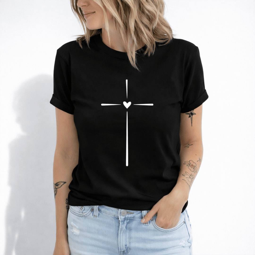 CAMISETA MUJER CORAZON CRUZ / MUJER