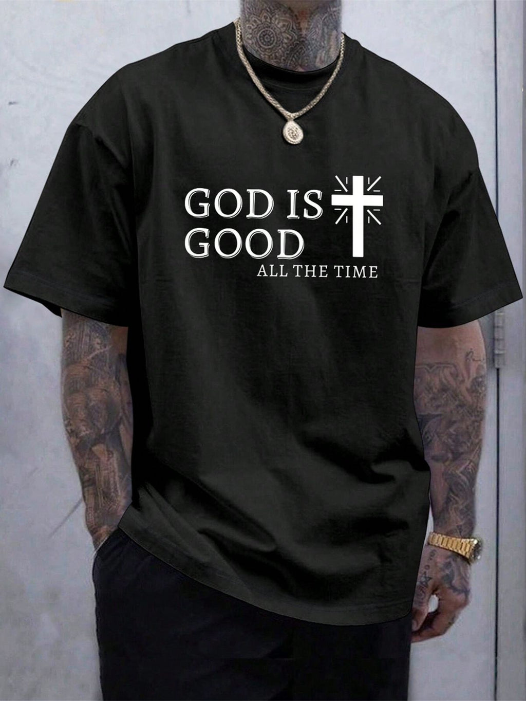 CAMISETA NEGRA GOD IS GOD ALL THE TIME / HOMBRE