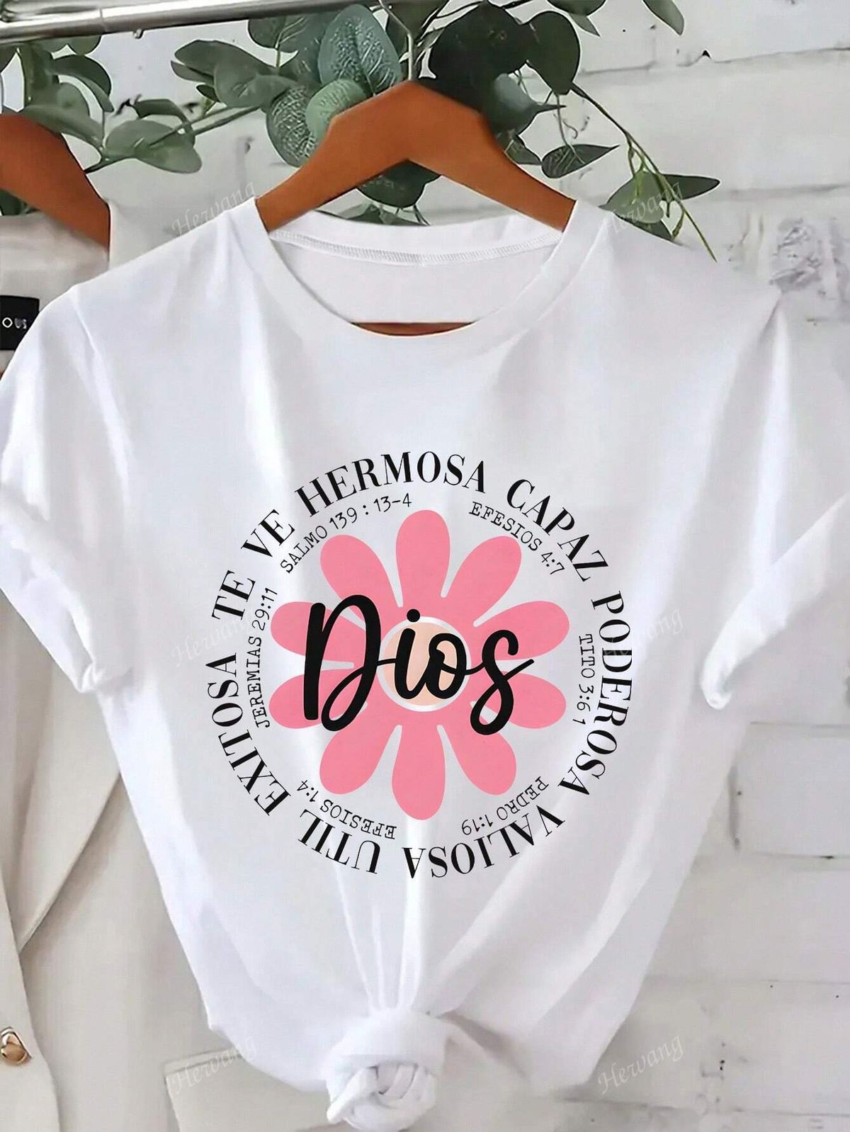 CAMISETA DAMA BLANCA FLOR DIOS