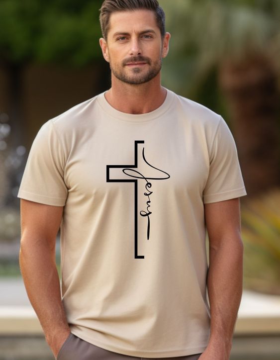 CAMISETA CAMEL CRUZ JESUS / HOMBRE