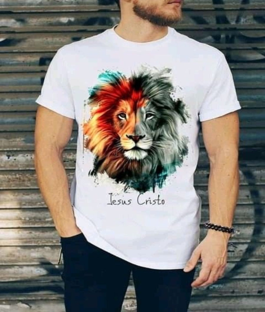 CAMISETA BLANCA LEON  ESTAMPADA 1003 / HOMBRE