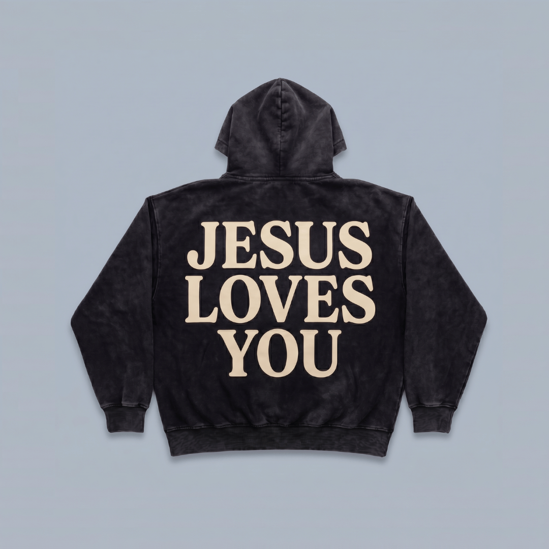 Buzo UNISEX JESUS LOVE YOU acid wash
