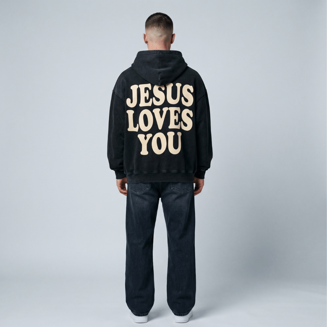 Buzo UNISEX JESUS LOVE YOU acid wash