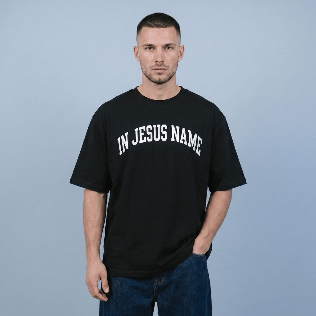 Tshirt oversized- HOMBRE- IN JESUS NAME