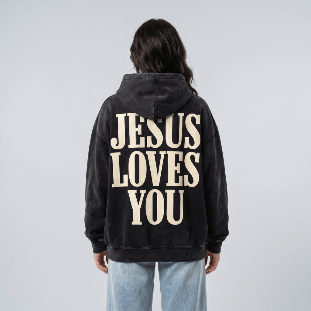 Buzo UNISEX JESUS LOVE YOU acid wash