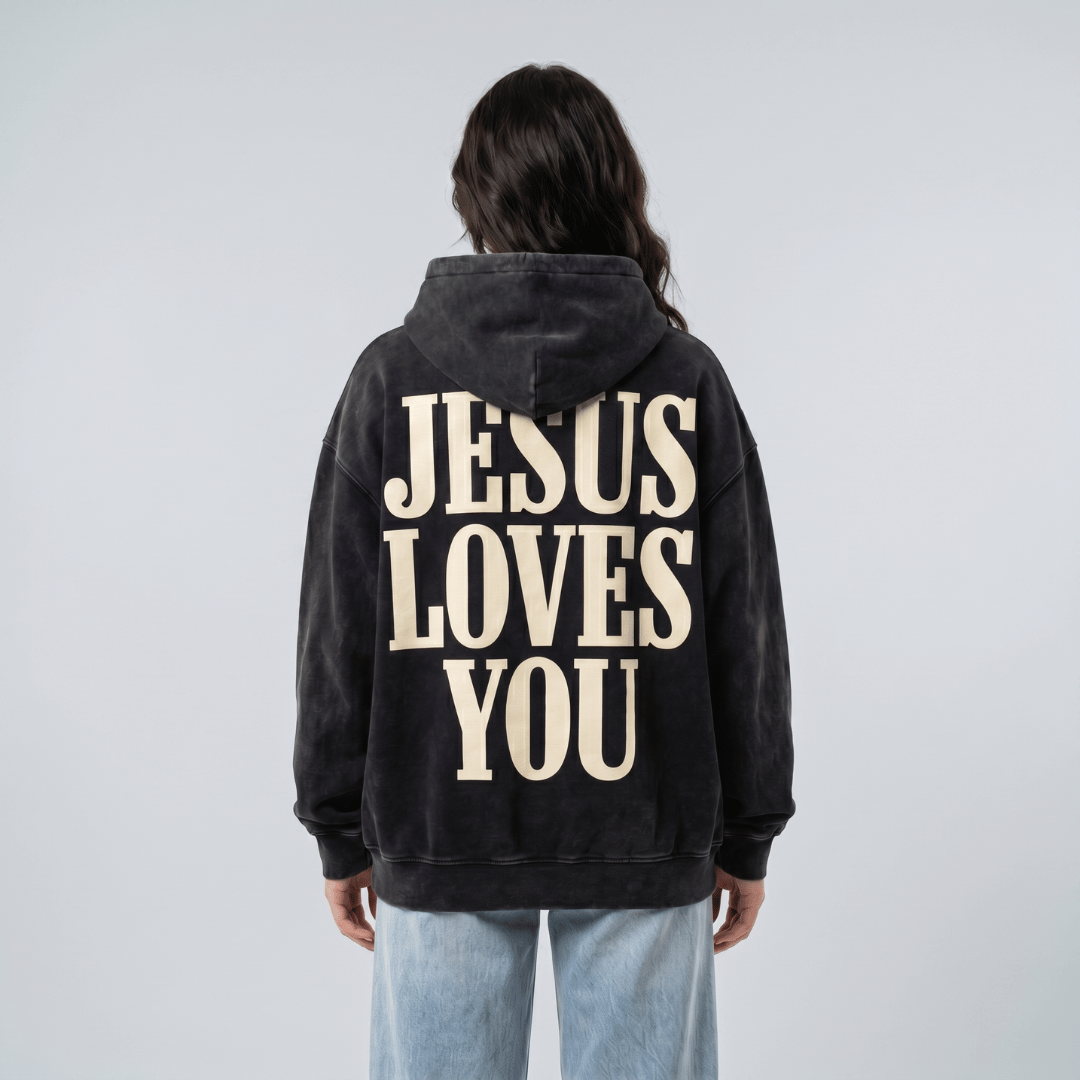 Buzo UNISEX JESUS LOVE YOU acid wash
