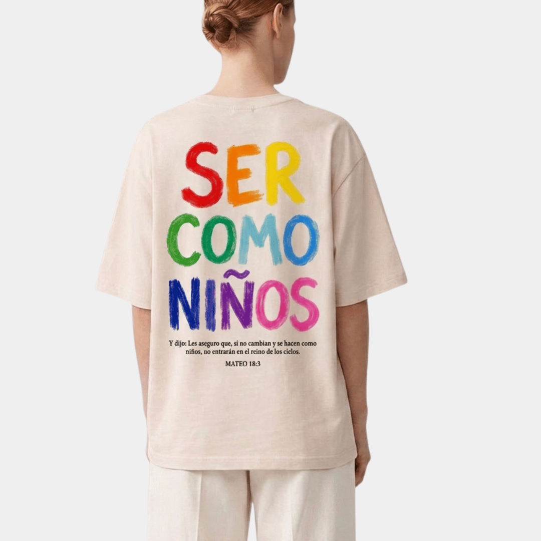 Tshirt oversized-BLANCO SER COMO NIÑOS / MUJER