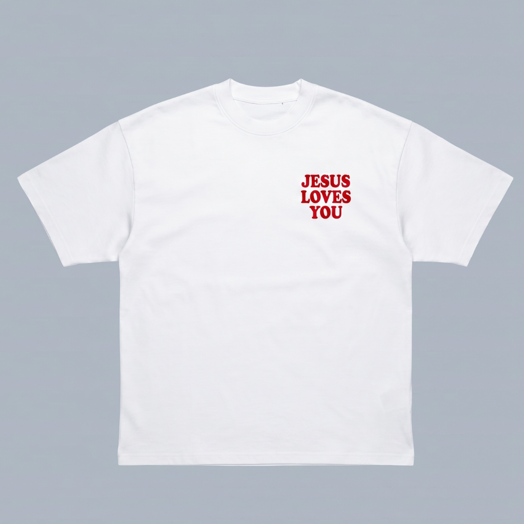 Tshirt oversized  JESUS LOVE YOU RED