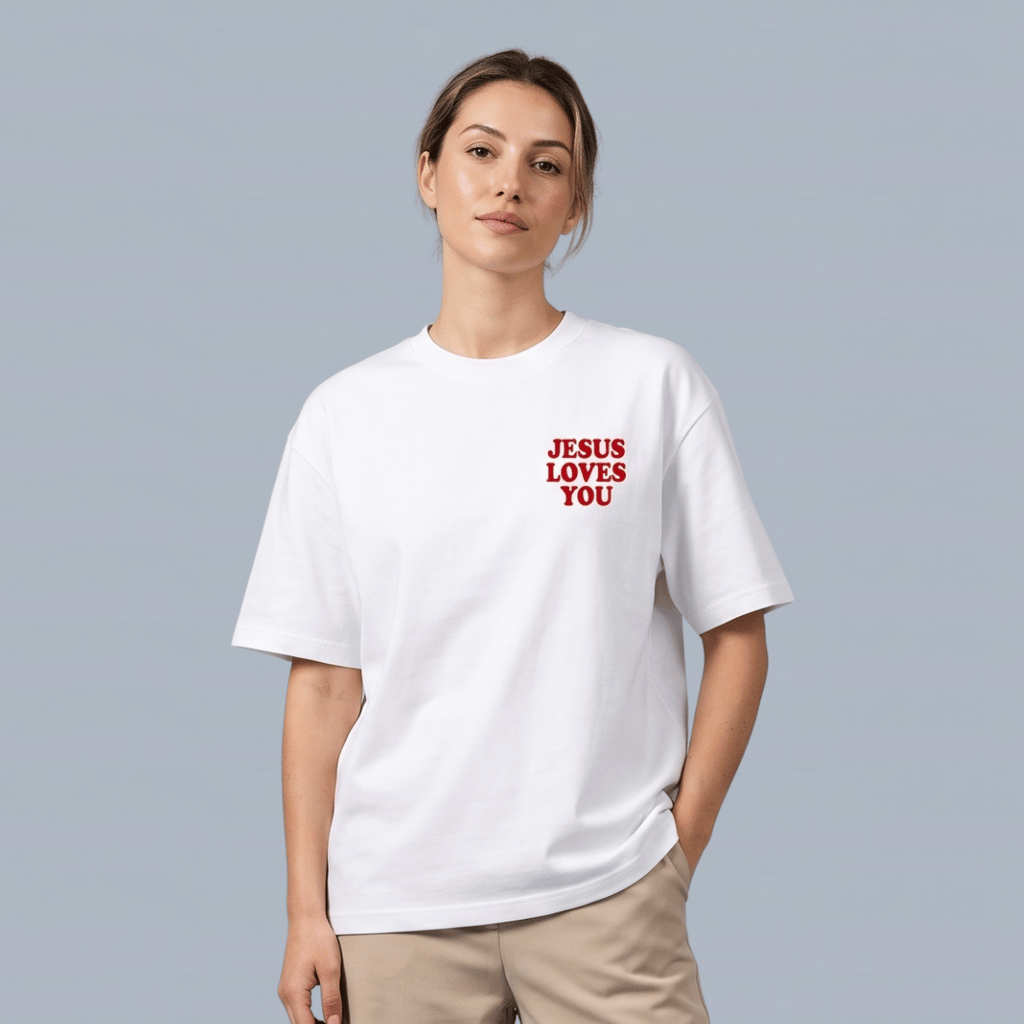 Tshirt oversized  JESUS LOVE YOU RED