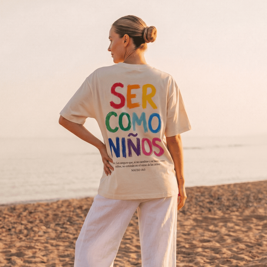 Tshirt oversized-BLANCO SER COMO NIÑOS / MUJER