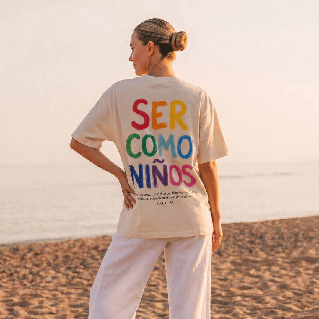 Tshirt oversized-BLANCO SER COMO NIÑOS / MUJER