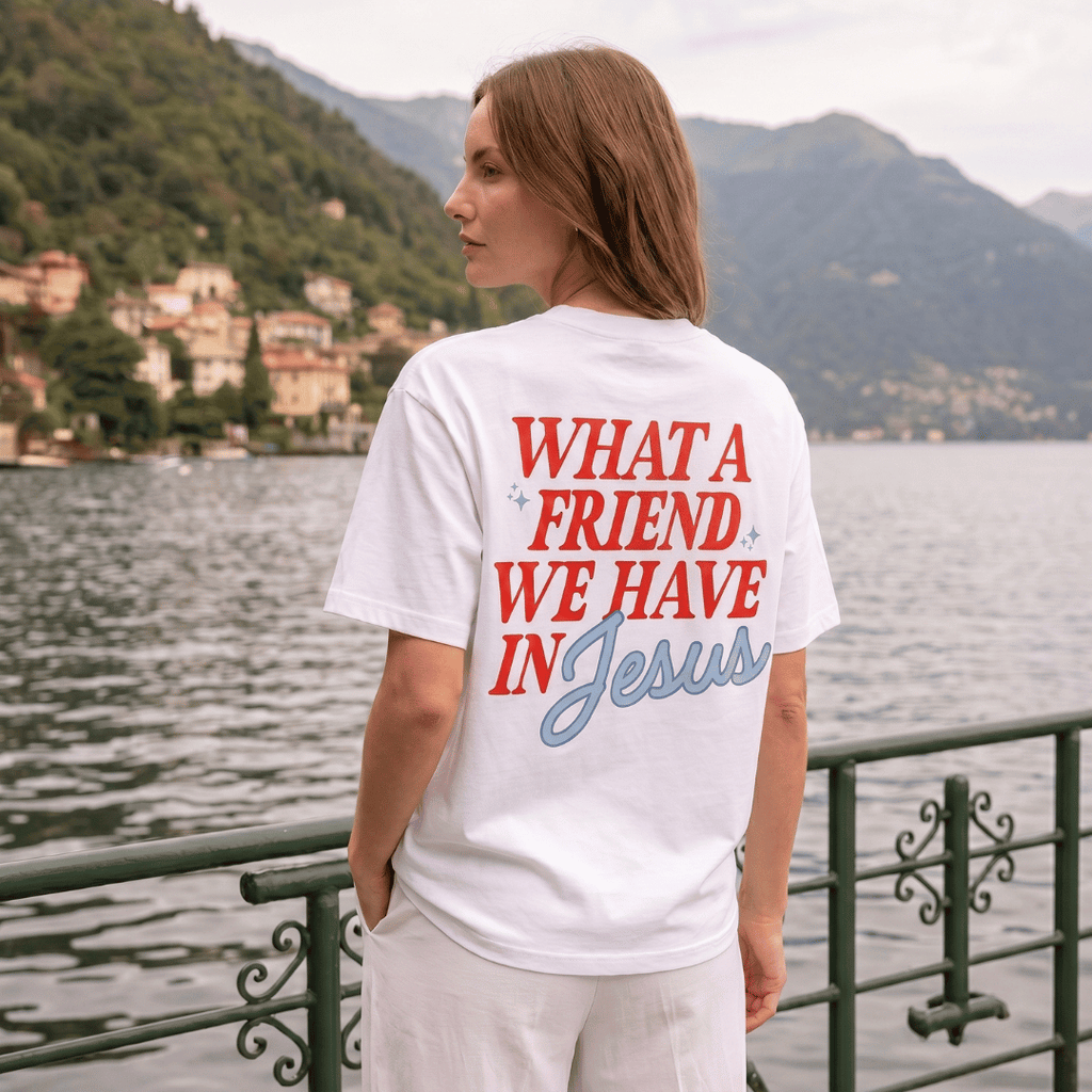 Tshirt oversized  WHATA FRIEND WE HAVE INJesus / MUJER