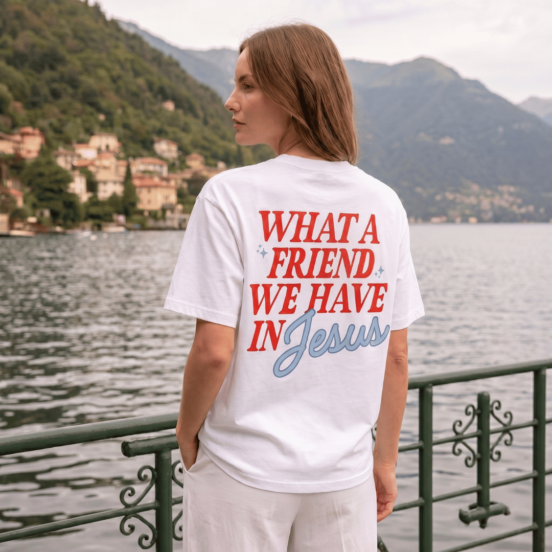 Tshirt oversized  WHATA FRIEND WE HAVE INJesus / MUJER