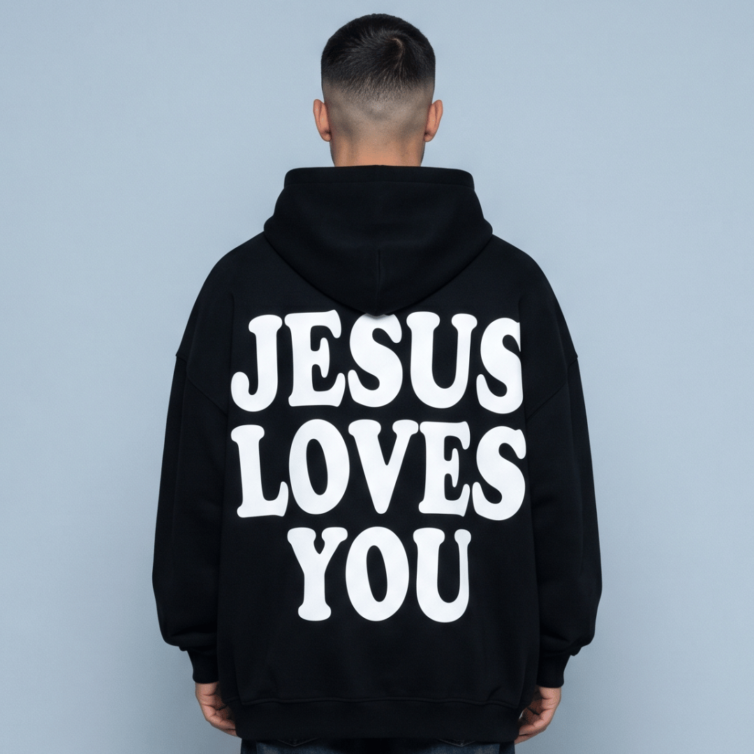 Buzo UNISEX JESUS LOVE YOU NEGRO