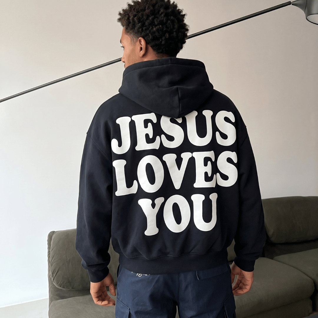Buzo UNISEX JESUS LOVE YOU NEGRO