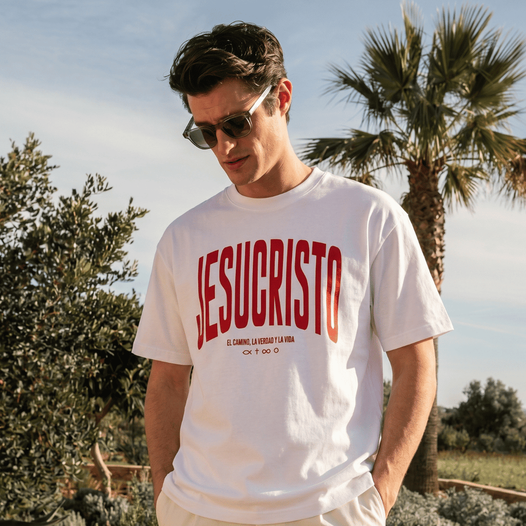 Tshirt oversized-ROJO JESUCRISTO EL CAMINO LA VERDAD Y LA VIDA