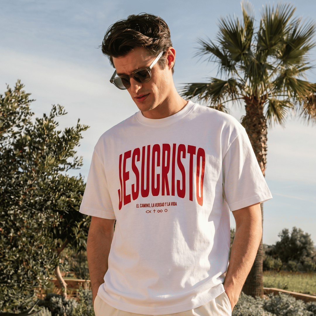 Tshirt oversized-ROJO JESUCRISTO EL CAMINO LA VERDAD Y LA VIDA
