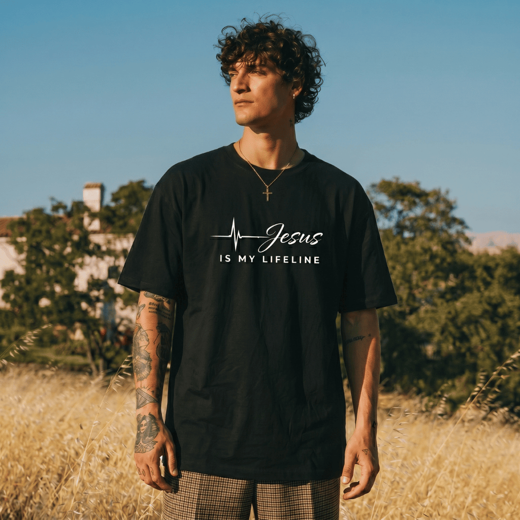 Tshirt oversized- JESUS IS MY LIFELINE / HOMBRE