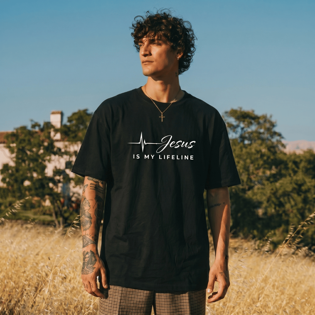 Tshirt oversized- JESUS IS MY LIFELINE / HOMBRE