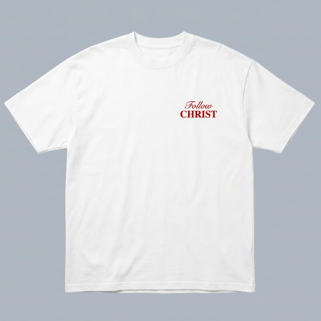 Tshirt oversized-FOLLOW CHRIST/ (SIGUE A CRISTO)/ HOMBRE